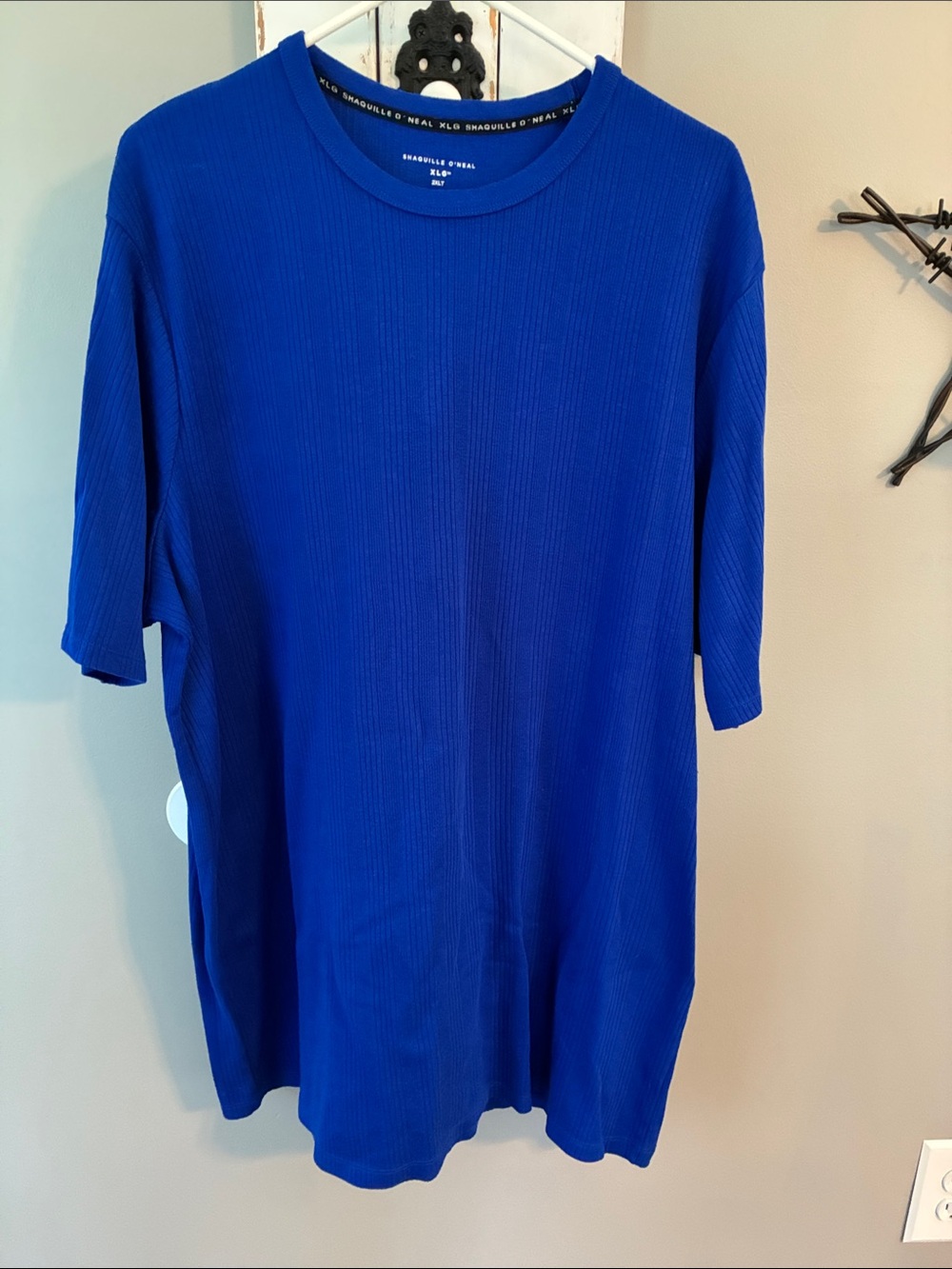 Men’s bright blue ribbed tee shirt 2XLT
